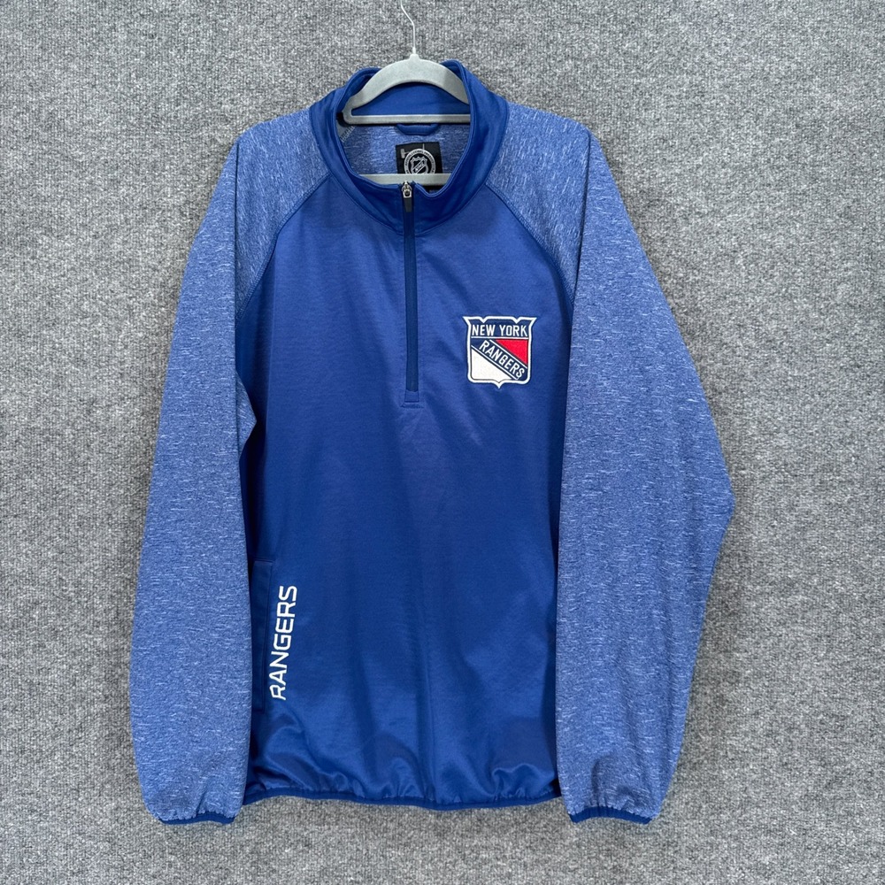 New York Rangers Sweatshirt Mens XL Blue NHL 1/4 Zip Pullover Hockey Active